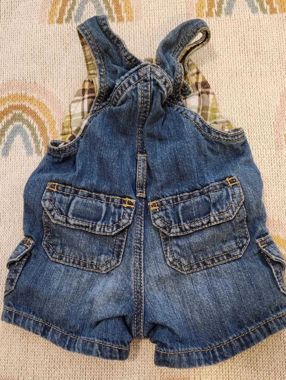 Vintage Gymboree 0-3 Months Summer Turtle Denim Shortalls - Blue Overalls